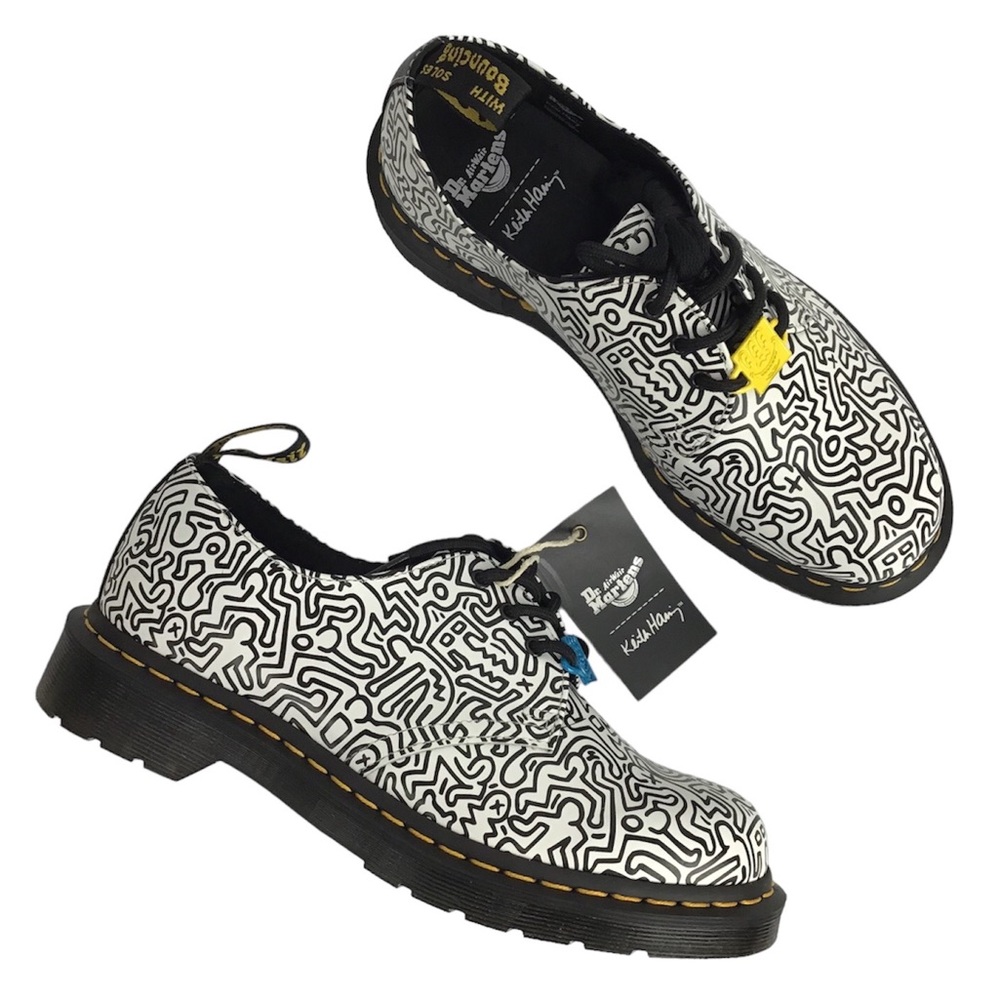 Rare Dr. Martens x Keith Haring Abstract 1461 Printed Leather Oxford Shoes Sz 9